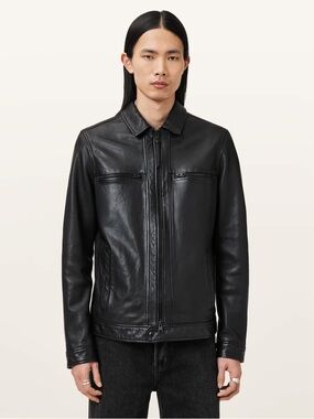 All Saints Black Leather Bomber Jacket LUCK LEATHER JACKET